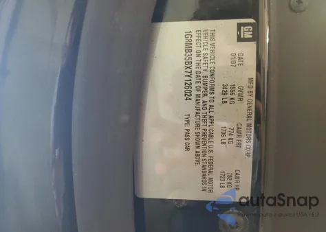 2007 Saturn Sky from USA, damaged, VIN 1G8MB35BX7Y126024